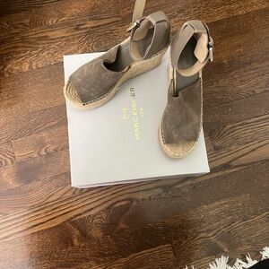 Marc Fisher Gray Suede Espadrille Wedges